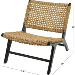 Kirkland's Home Accent Chairs-Woven Seagrass And Teakwood Accent Chair