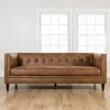 Kirkland's Home Sofas & Loveseats-Wyatt Chester Faux Leather Formal Sofa