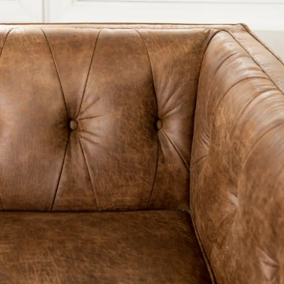 Kirkland's Home Sofas & Loveseats-Wyatt Chester Faux Leather Formal Sofa