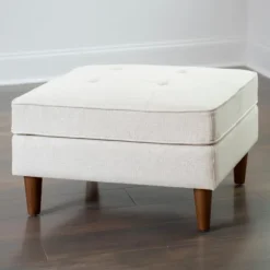Kirkland's Home Benches & Ottomans-Wyatt Ecru Woven Ottoman