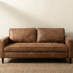 Kirkland's Home Sofas & Loveseats-Wyatt Faux Leather Sofa
